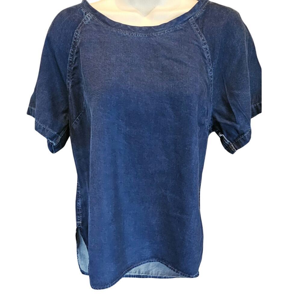 Cloth & Stone Chambray Blue Tencel Lyocell Popover Top Small